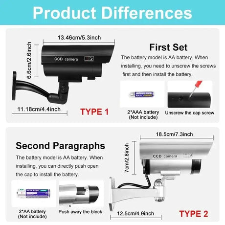 Dummy Security Camera - Waterproof Indoor Fake CCTV Red LED Lights No Wiring - stepyours.com