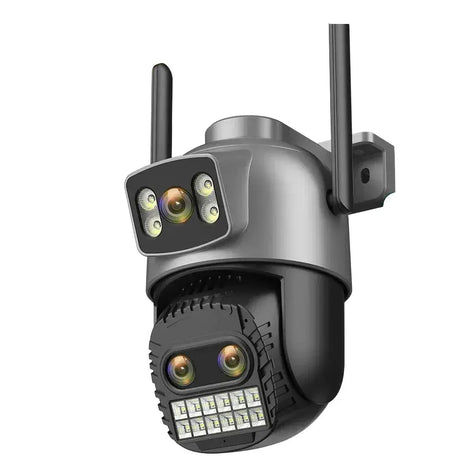 Outdoor Dual Screen IP Camera - 4K 15MP PTZ 10X Zoom AI Human Detection - stepyours.com