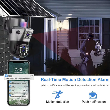 4G Solar Camera Outdoor 6K 12MP Tri Lens Night Vision IP PTZ Surveillance Pro - stepyours.com