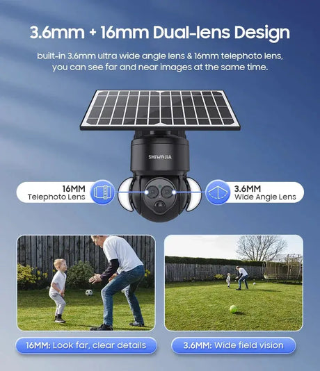 Shiwojia 6MP Solar Camera With 4G Sim Card Outdoor 12X Zoom