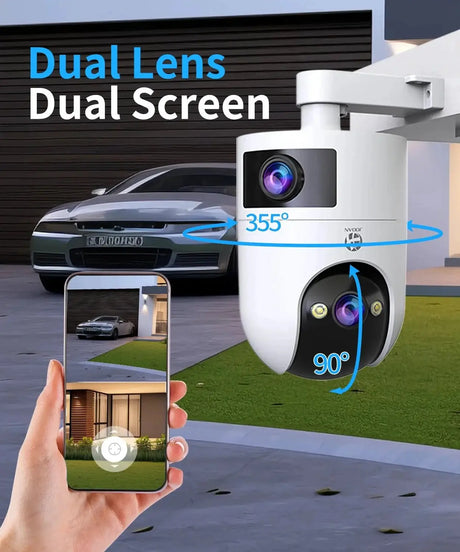JOOAN 4K Outdoor 5G Wifi Surveillance Camera Dual Lens Auto Tracking PTZ CCTV - stepyours.com