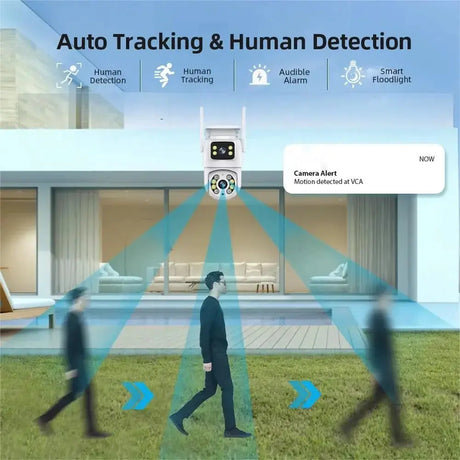 Tuya 8MP WiFi PTZ IP Camera With Dual Lens And Dual Screen Night Vision Outdoor - stepyours.com