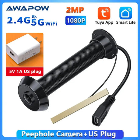 Awapow Tuya Door Peephole Viewer Smart Wifi Video Doorbell 2.4G/5G Mini Camera 170° Angle Night Vision 1080P Motion Detection by stepyours.com