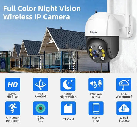 Hiseeu 4K 8MP Smart Wifi PTZ Camera With 5x Zoom AI Human Detection ONVIF - stepyours.com