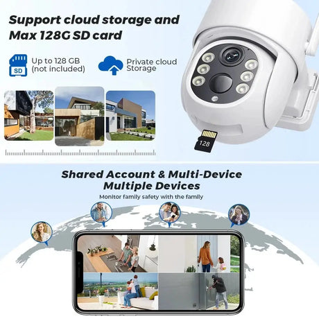 Abuntu 5MP Solar Outdoor Camera - Wireless WiFi with 7800mAh Battery Hooks - stepyours.com