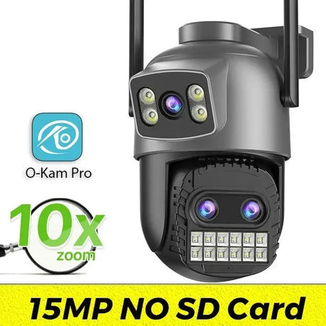 Outdoor Dual Screen IP Camera - 4K 15MP PTZ 10X Zoom AI Human Detection - stepyours.com