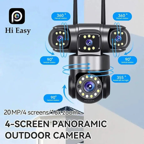 10K 20MP Outdoor WiFi Security Camera 360 Degree PTZ With 4 Lenses And 16X Zoom - stepyours.com