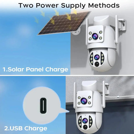 JOOAN Solar Wireless Outdoor Camera Dual Lens with 2 Way Audio CCTV - stepyours.com