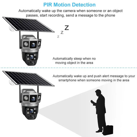 V380 Pro Solar Wifi Outdoor PTZ Dual Lens Camera Auto Tracking Hooks - stepyours.com