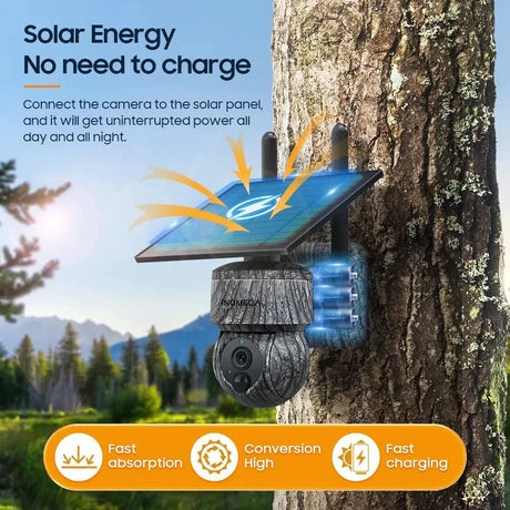 INQMEGA Solar Powered PTZ Camera 5MP 4MP WiFi 4G CCTV With Two Way Audio - stepyours.com