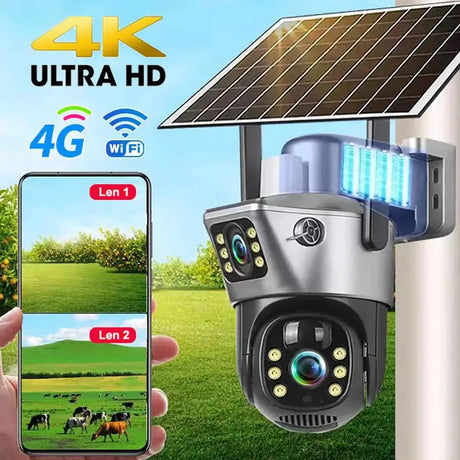 V380 Pro Solar Security Camera - Dual Lenses 8MP 4K PIR Night Vision Outdoor - stepyours.com