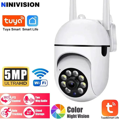 Ninivision 5MP WiFi Indoor Camera 360 PTZ AI Detection Pet Monitor Tuya P2P - stepyours.com