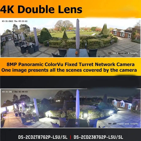 Hikvision 8MP Panoramic ColorVu Turret IP Camera Dual Lens Built In Mic Speaker - stepyours.com