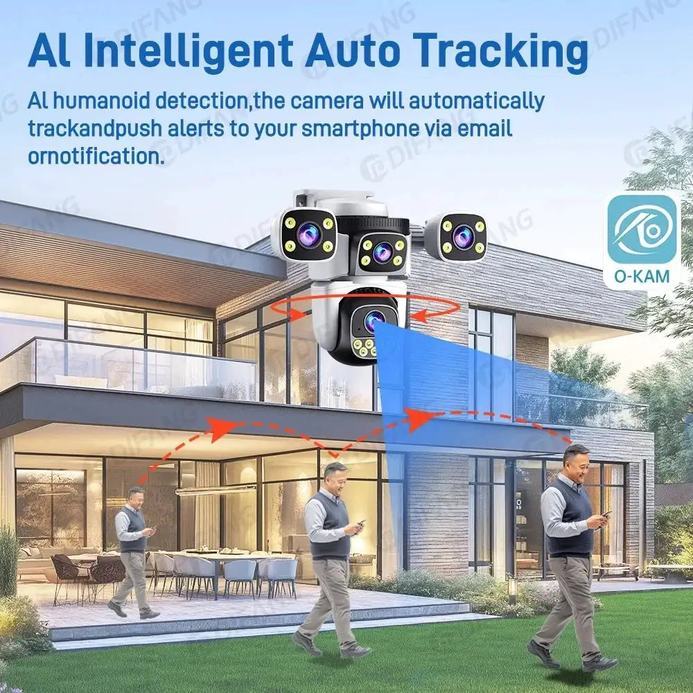 Outdoor WiFi PTZ CCTV Camera With 5X Zoom Four Lens Night Vision - stepyours.com