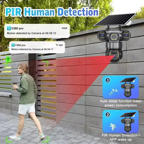 V380Pro 3 Lens WiFi Solar Camera 360 Outdoor Waterproof Security - stepyours.com