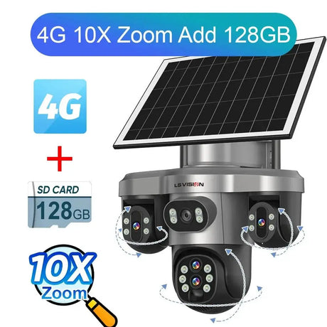 LS Vision 20MP Solar WiFi Surveillance Camera V380 Pro 10X Optical Zoom Outdoor - stepyours.com
