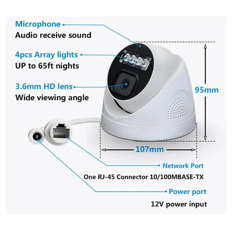 Keview 4K 8MP PoE IP Camera - AI Color Night Vision Indoor Dome Surveillance - stepyours.com