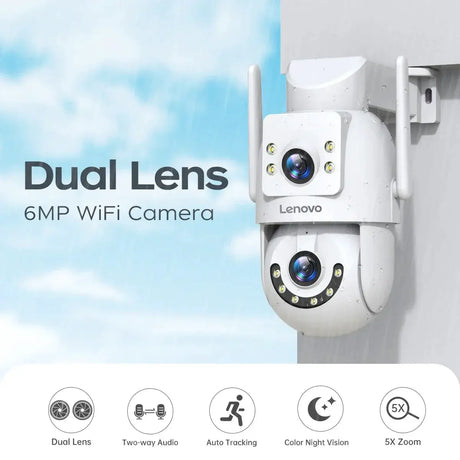 Lenovo 4K Outdoor WiFi Surveillance Camera Dual Lens PTZ IP - ESCAPION
