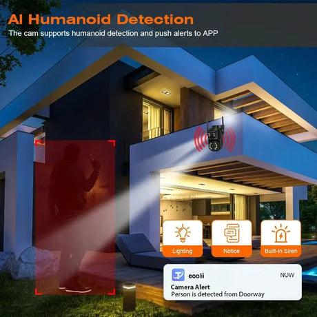 8MP 4K PTZ WiFi Camera With Dual Lens For Outdoor AI Human Detection - stepyours.com
