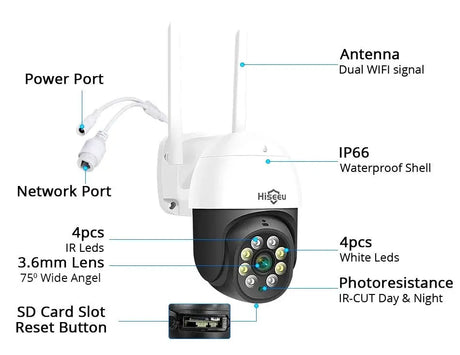 Hiseeu 4K 8MP Smart Wifi PTZ Camera With 5x Zoom AI Human Detection ONVIF - stepyours.com