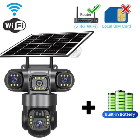 V380PRO 3 Lens WiFi Solar Camera 15MP 360 Outdoor Waterproof CCTV Night Vision - stepyours.com