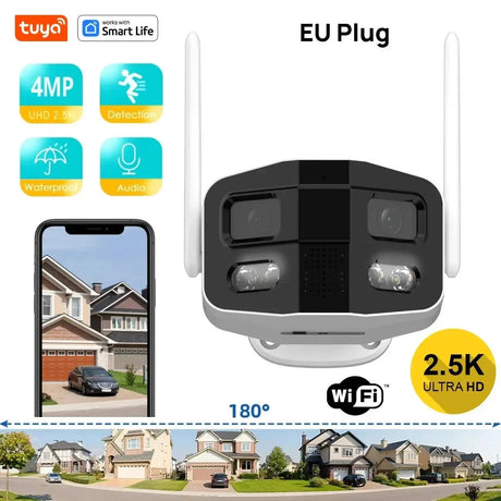 Hooked On Security Tuya Smart 4MP 2.5K Dual Lens Outdoor Camera Night Vision - stepyours.com