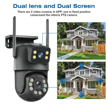 Icsee 8MP WiFi PTZ CCTV Camera Dual Screen Auto Tracking Night Vision Outdoor - stepyours.com