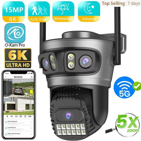 Okam Pro 15MP WiFi Outdoor Camera Auto Tracking 5X Digital Zoom PTZ Surveillance - stepyours.com