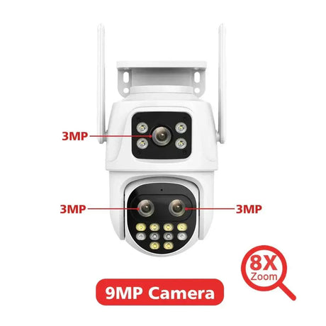 Dual Lens Outdoor Security Camera AI Tracking Waterproof