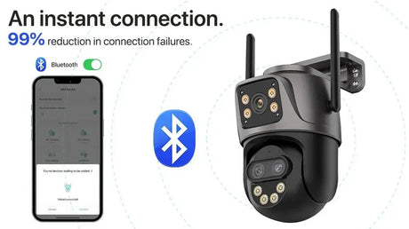 6K 9MP Outdoor Tri - Lens WiFi IP Camera - Auto Tracking And Dual Screen - stepyours.com