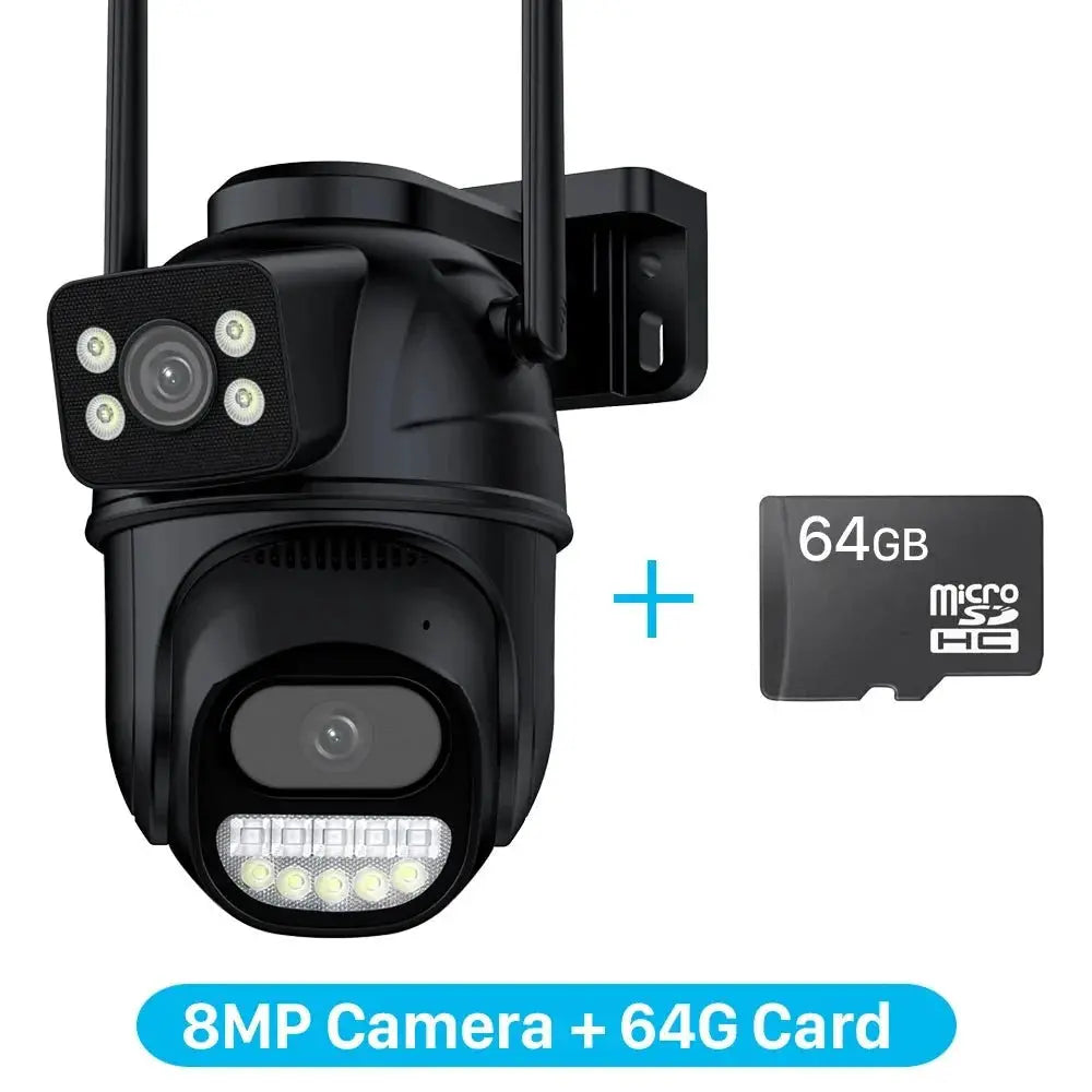 Outdoor WiFi PTZ Camera 8x Optical Zoom Three Lens Dual Screen CCTV IP - stepyours.com