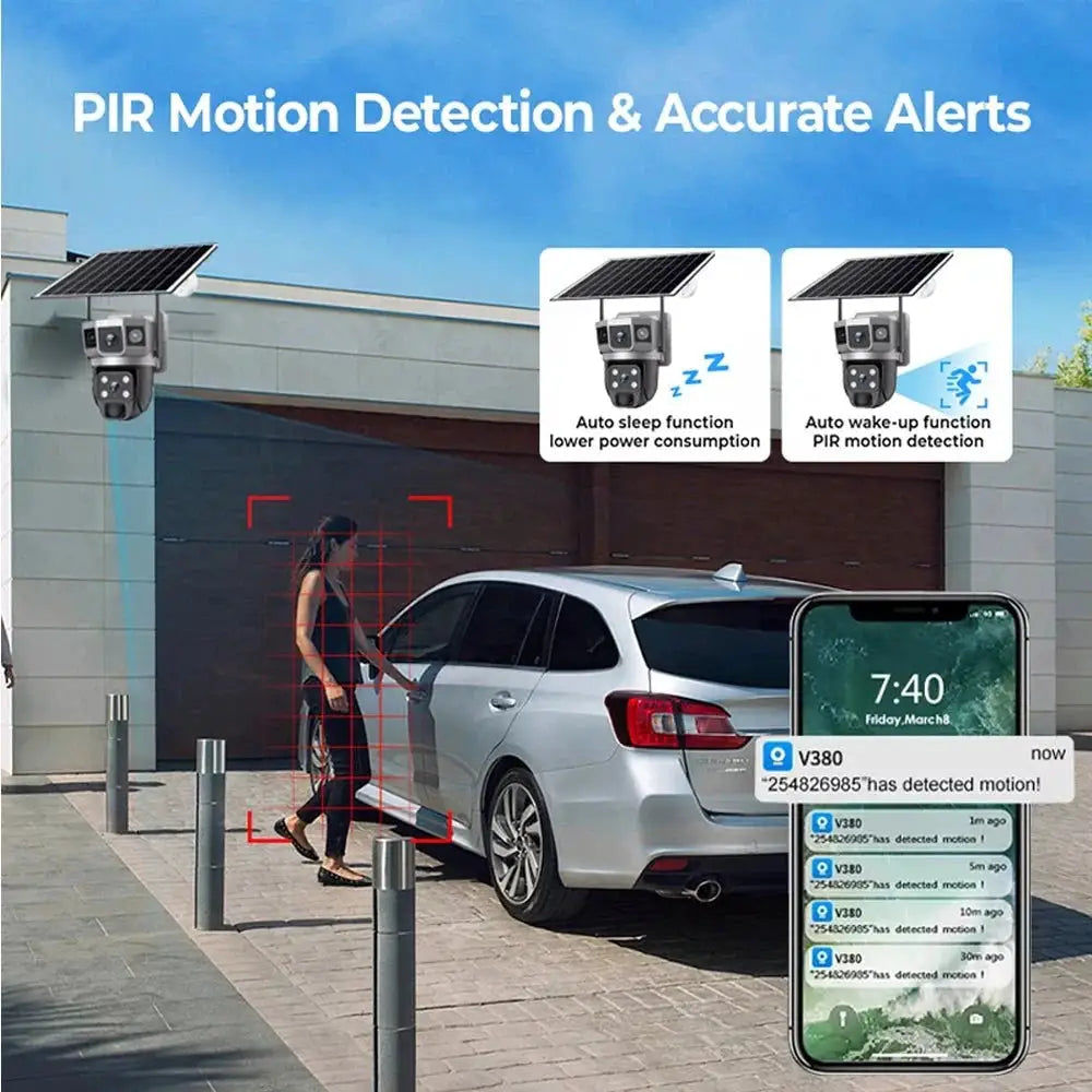 Solar Powered Dual Lens WiFi CCTV Camera With 12MP 10X Zoom PTZ IP66 Outdoor - stepyours.com