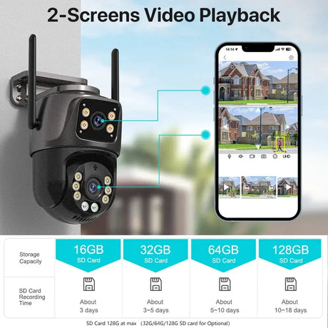 4K 8MP HD WiFi PTZ Camera Outdoor Dual Lens AI Tracking - ESCAPION