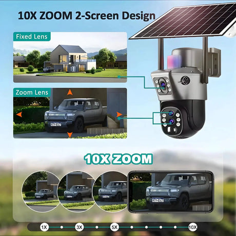 4G Solar Camera Outdoor 6K 12MP Tri Lens Night Vision IP PTZ Surveillance Pro - stepyours.com