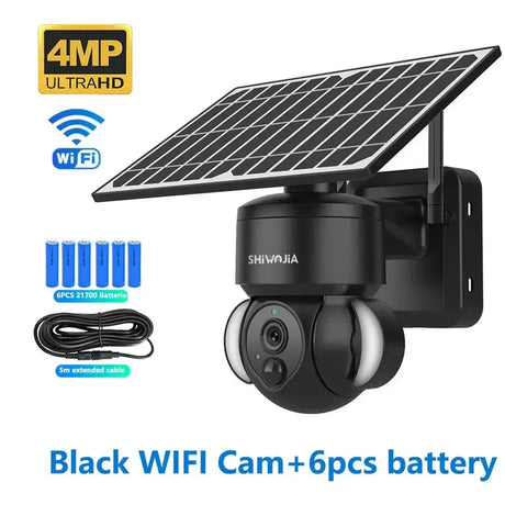 Shiwojia WiFi Solar Powered Security Camera 4MP Outdoor