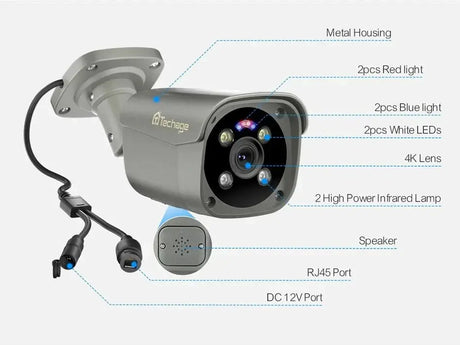 Techage AI PoE 4K Outdoor Security Camera With Two Way Audio For NVR - stepyours.com