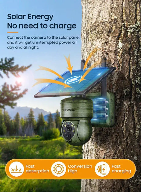 Shiwojia Wifi Wireless PTZ Solar Camera 4G SIM Outdoor 4MP