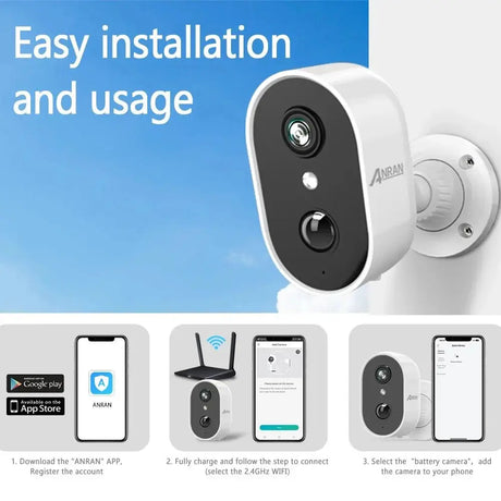 ANRAN C2 2K Battery Wireless Security Camera - 2.4G WiFi IP65 Weatherproof - stepyours.com