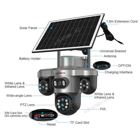 LS Vision 20MP Solar WiFi Surveillance Camera V380 Pro 10X Optical Zoom Outdoor - stepyours.com