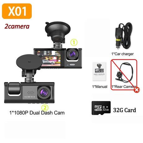 1080P Car Dash Cam 2 To 3 Camera Front And Rear Video Recorder Night Vision - stepyours.com