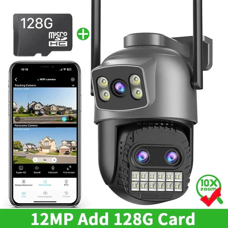 Abuntu 15MP 8K PTZ WiFi Outdoor Camera - 10X Zoom AI Human Detection - stepyours.com