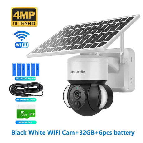 Shiwojia WiFi Solar Powered Security Camera 4MP Outdoor