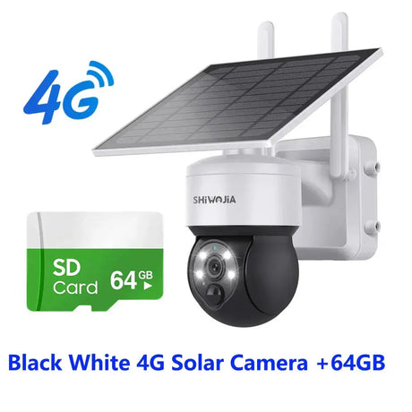 Shiwojia Wifi Wireless PTZ Solar Camera 4G SIM Outdoor 4MP