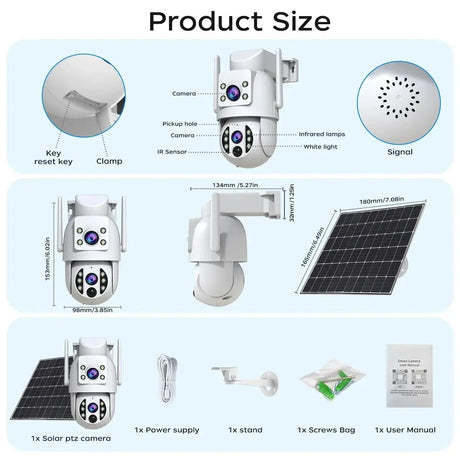 JOOAN Solar Wireless Outdoor Camera Dual Lens with 2 Way Audio CCTV - stepyours.com