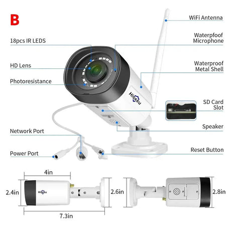 Hiseeu 3/5/8MP Wireless IP Camera - Waterproof 1080P WiFi Bullet for CCTV Kits - stepyours.com