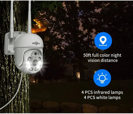5MP Outdoor WiFi PTZ Camera With 5X Digital Zoom P2P CCTV Hiseeu Compatible - stepyours.com