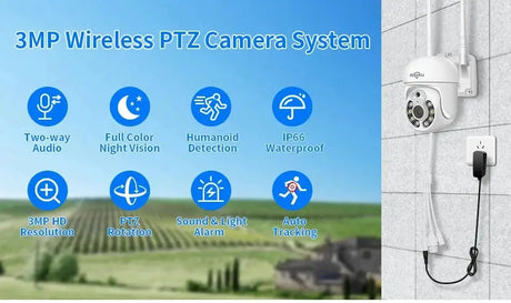 5MP Outdoor WiFi PTZ Camera With 5X Digital Zoom P2P CCTV Hiseeu Compatible - stepyours.com