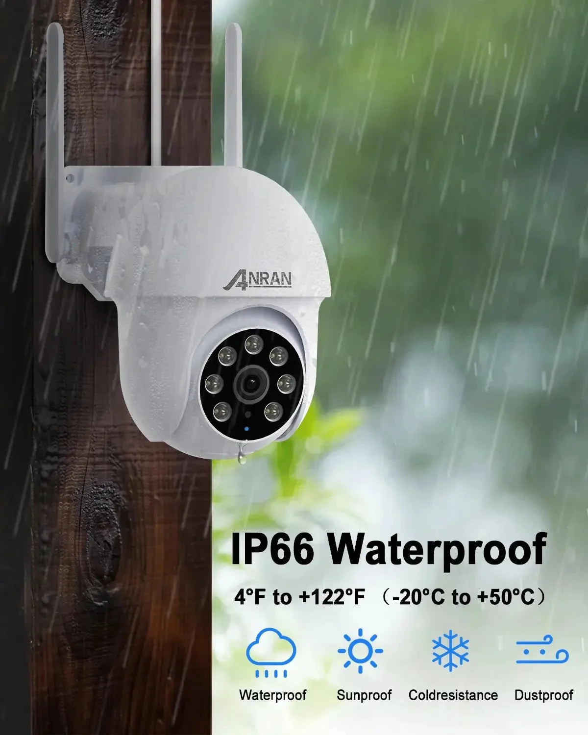 Anran 5MP Wired Security Camera IP66 Weatherproof Ready For Alexa Auto Tracking
