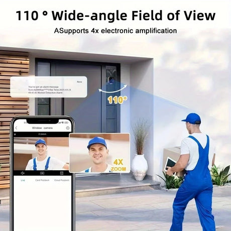 AzureGuard 1080P WiFi Window Camera - Full Color Night Vision Plus Two Way Audio