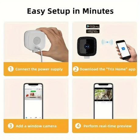 AzureGuard 1080P WiFi Window Camera - Full Color Night Vision Plus Two Way Audio